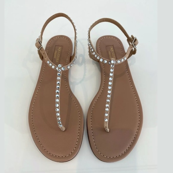 AQUAZZURA ALMOST BARE BEIGE CRYSTAL SANDALS SIZE IT 37.5 / US 7.5 NEW IN BOX! - Picture 6 of 16